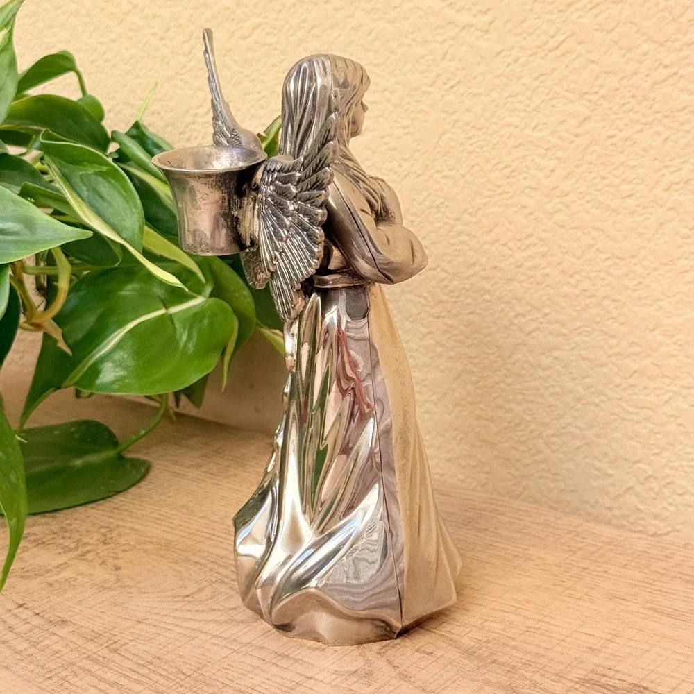 Vintage International Silver Company Angel Silver Plated Taper Candle Holder